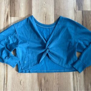 lululemon athletica Teal Blue Cropped Twist-Front Long Sleeve Top